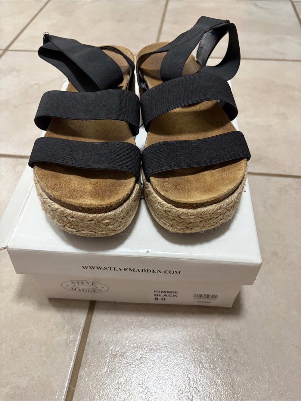Steve Madden Black Espadrille Platform Sandals